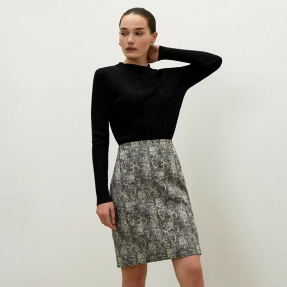 M.M. Lafleur Woman's Sz 8 Neutral Toned Noho Pencil Skirt‎ in Crackle Print - Picture 1 of 9